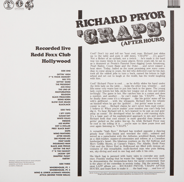 Richard Pryor - 'Craps' (After Hours) (2xLP, retail variant Black Vinyl)